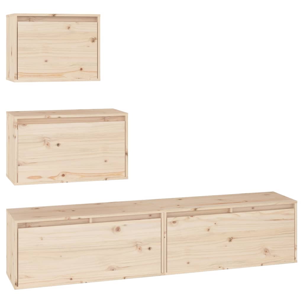 Tv Cabinets 4 Pcs Solid Wood Pine