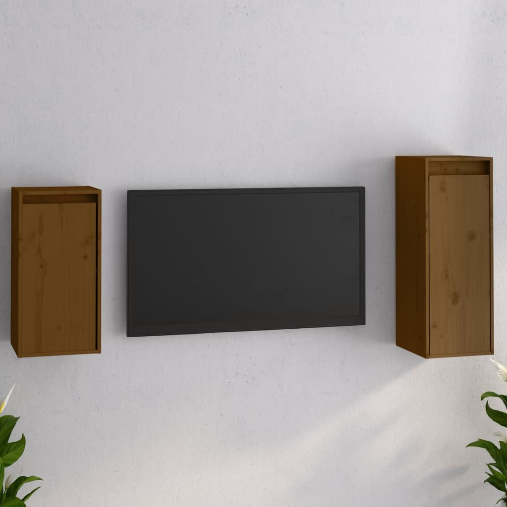 Tv Cabinets 2 Pcs Solid Wood Pine