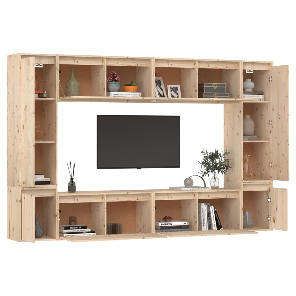 Tv Cabinets 8 Pcs Solid Wood Pine