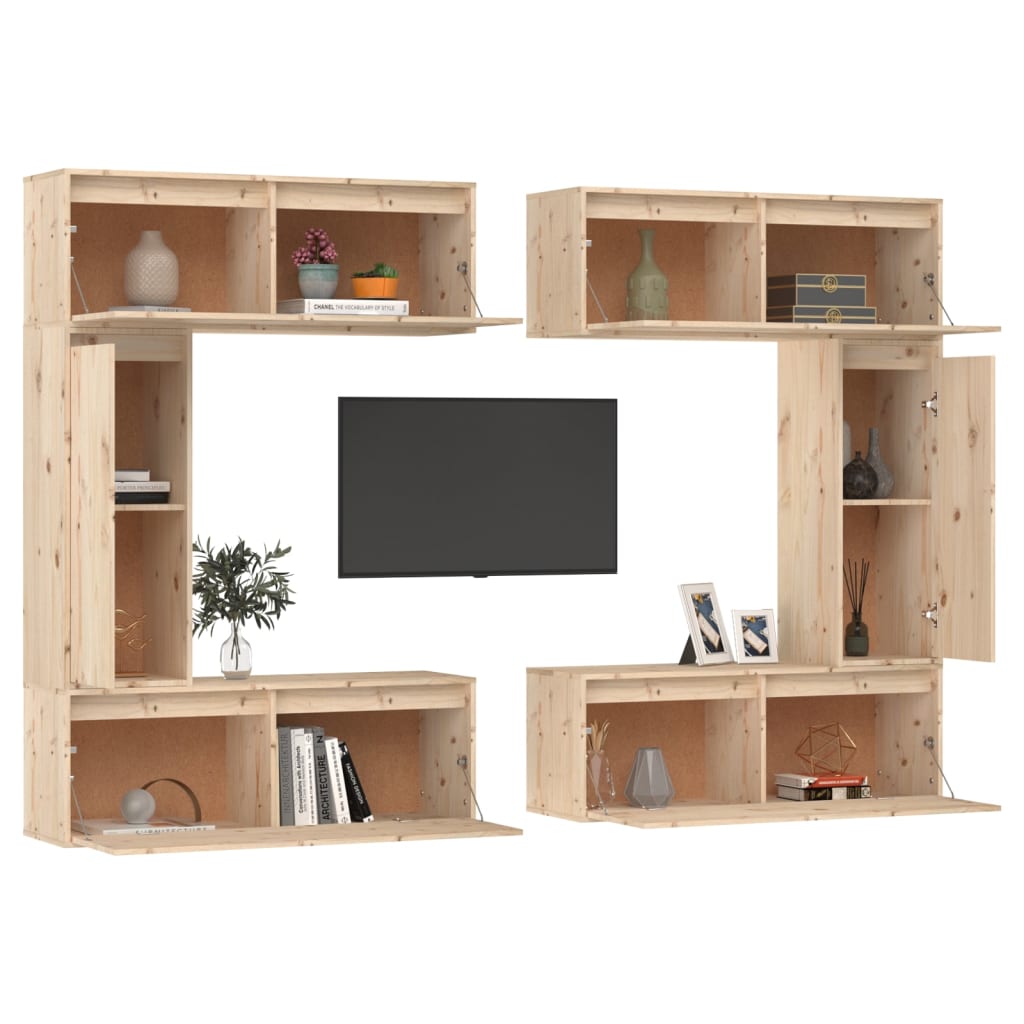 Tv Cabinets 6 Pcs Solid Wood Pine