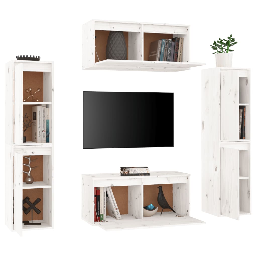 Tv Cabinets 6 Pcs Solid Wood Pine