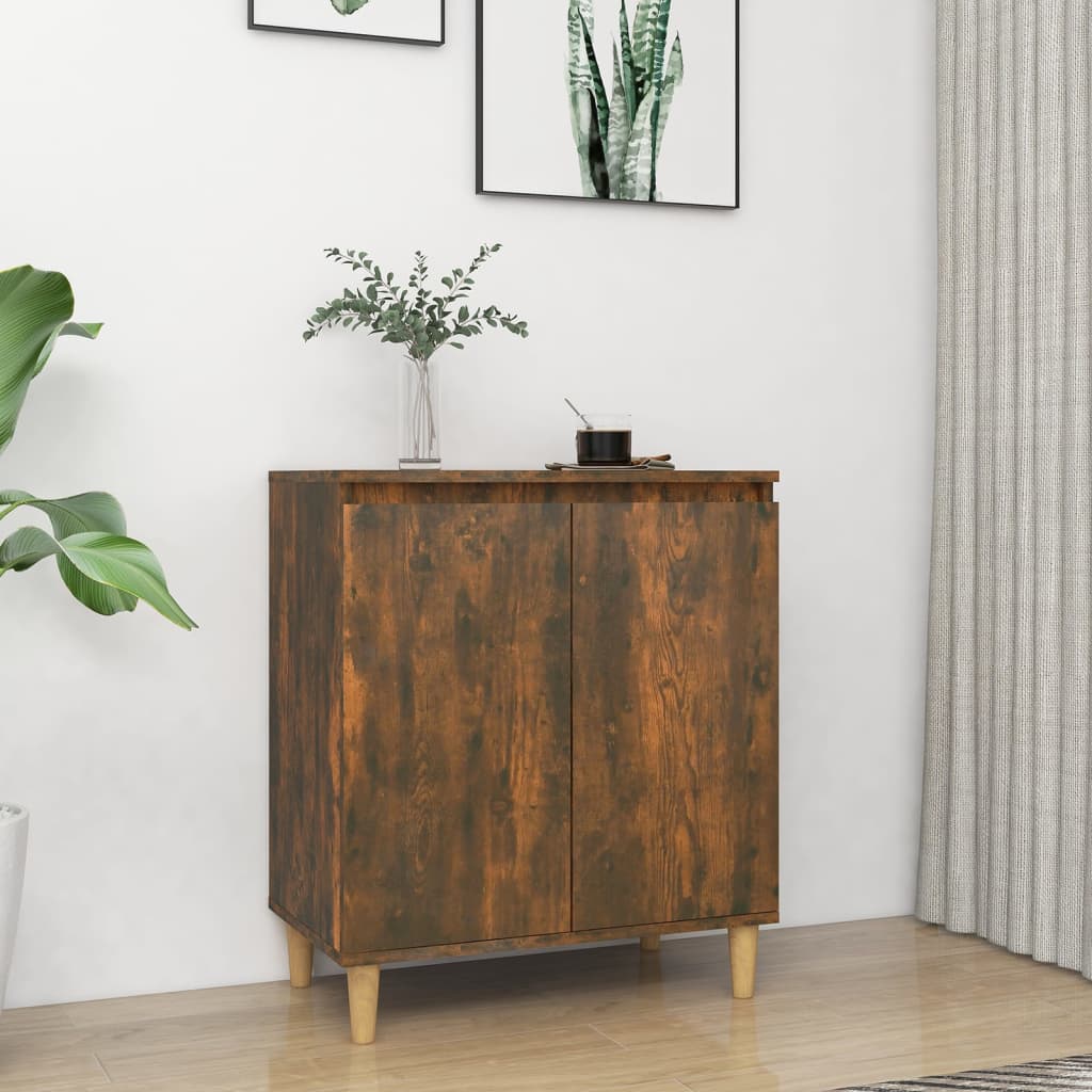 Sideboard With Solid Wood Legs 60X35X70 Cm Engineered Wood