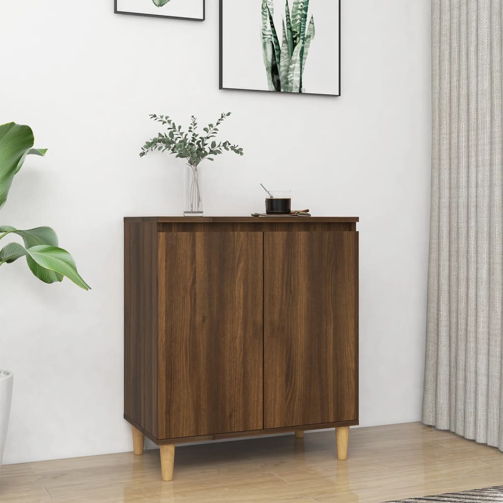 Sideboard With Solid Wood Legs 60X35X70 Cm Engineered Wood