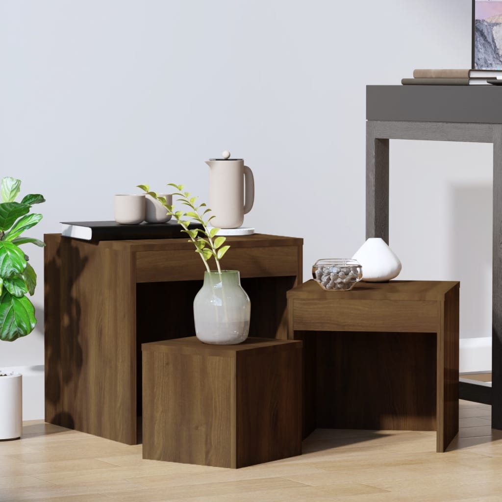 Nesting Tables 3 Pcs Engineered Wood
