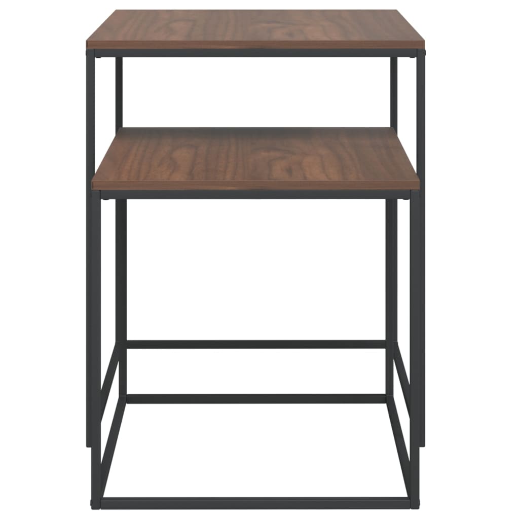 Coffee Table Set 2 Pcs Engineered Wood And Metal