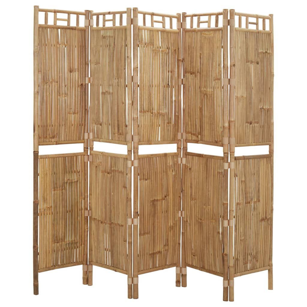 5-Panel Room Divider Bamboo