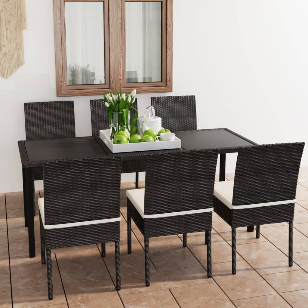 9 Piece Outdoor Dining Set With Cushions Poly Rattan
