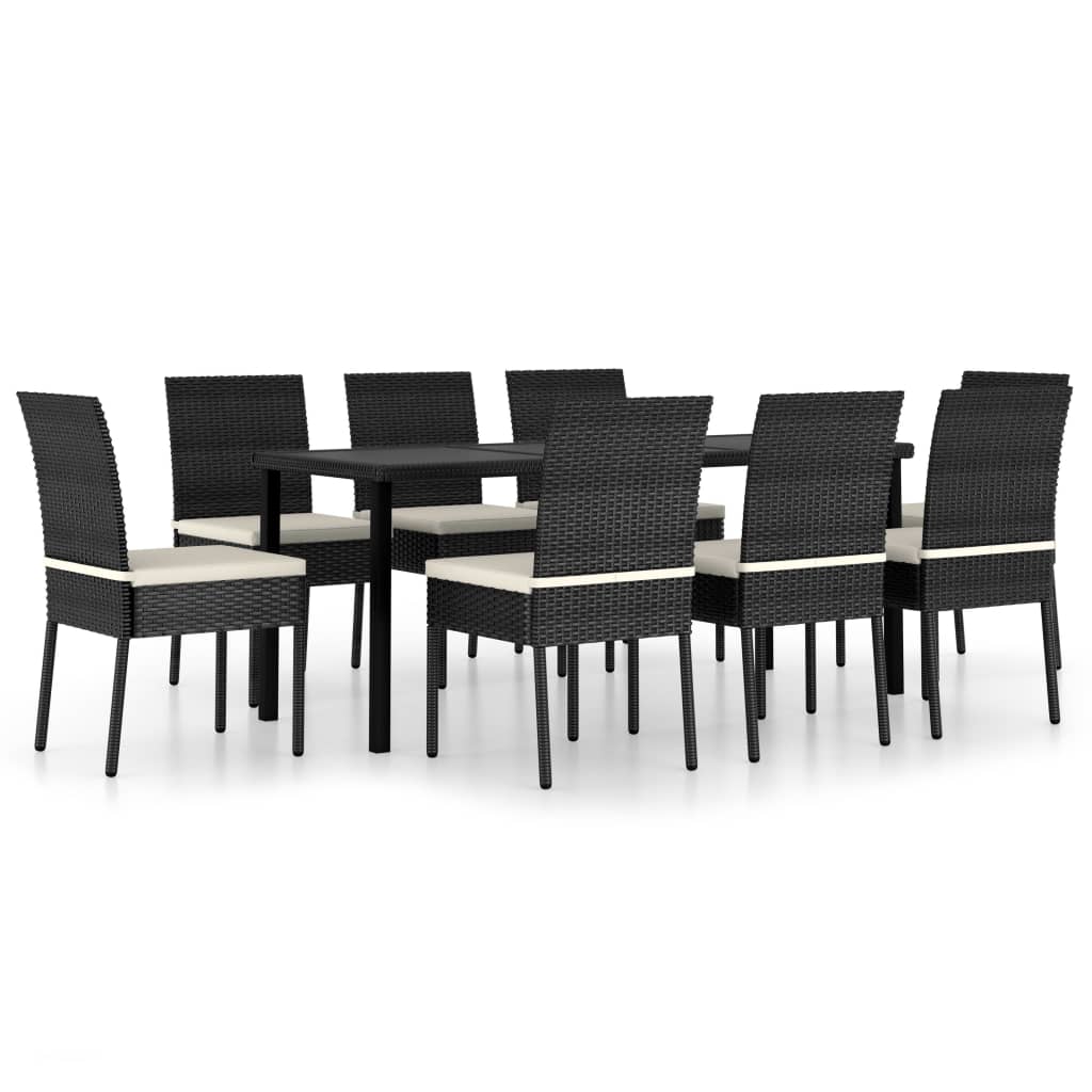 9 Piece Outdoor Dining Set With Cushions Poly Rattan