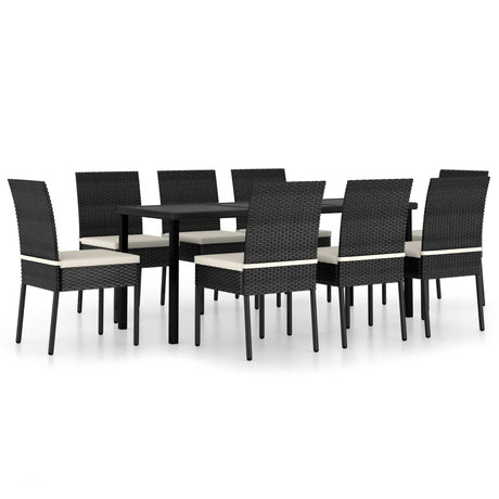 9 Piece Outdoor Dining Set With Cushions Poly Rattan
