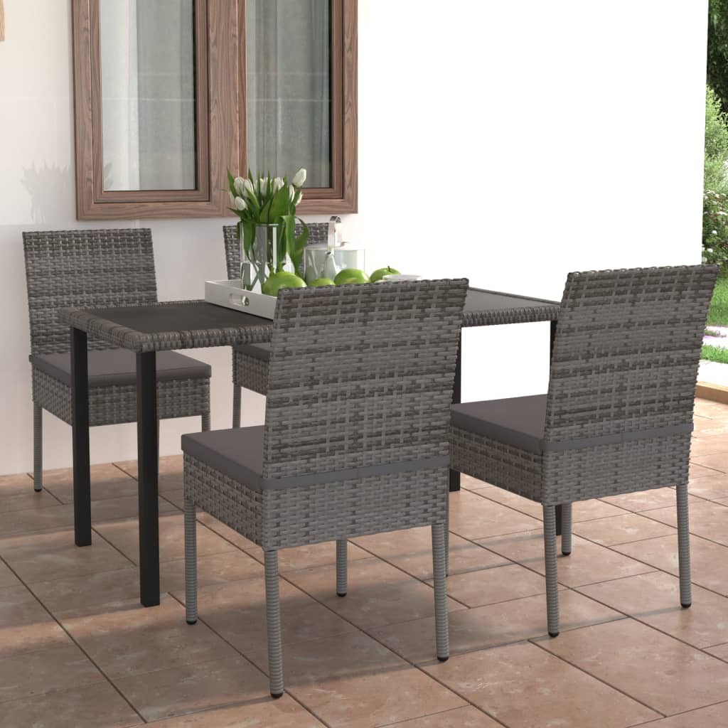 9 Piece Outdoor Dining Set With Cushions Poly Rattan