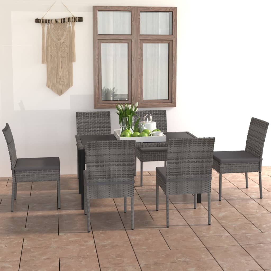 9 Piece Outdoor Dining Set With Cushions Poly Rattan
