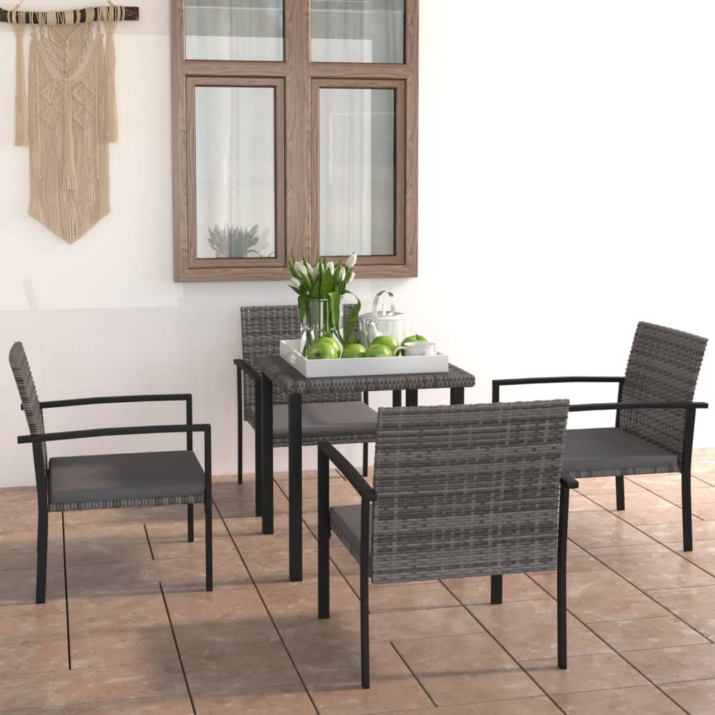 5 Piece Outdoor Dining Set Poly Rattan