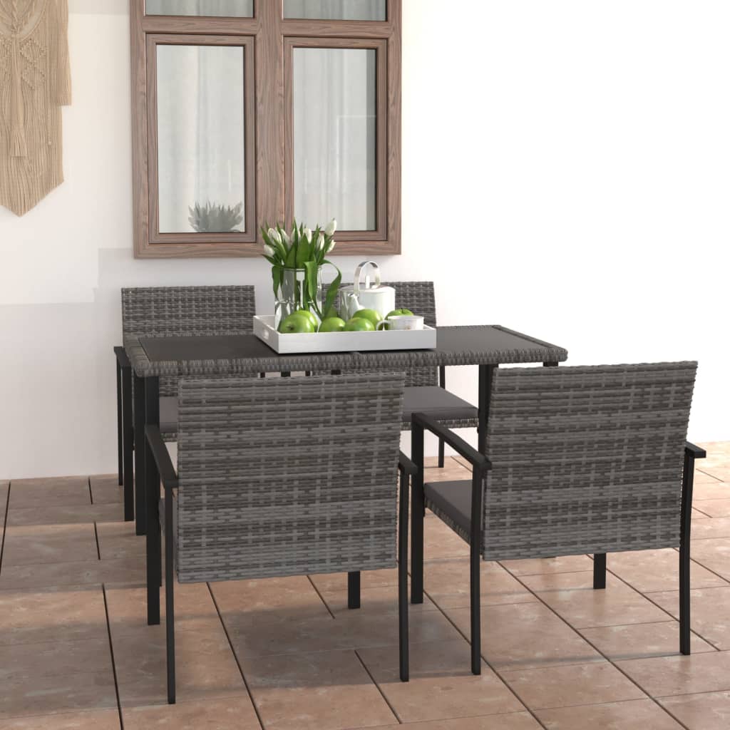 5 Piece Outdoor Dining Set Poly Rattan