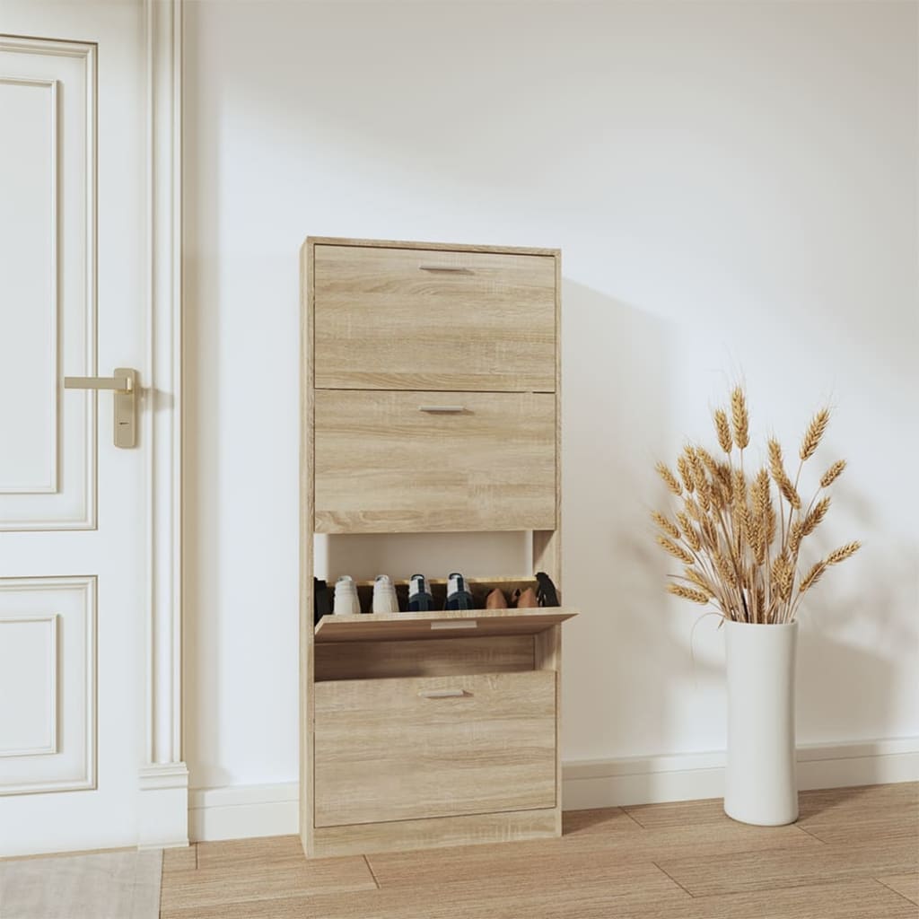 Look Wooden Shoe Cabinet With 5 Compartments