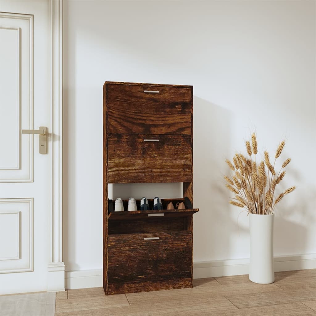 Look Wooden Shoe Cabinet With 5 Compartments