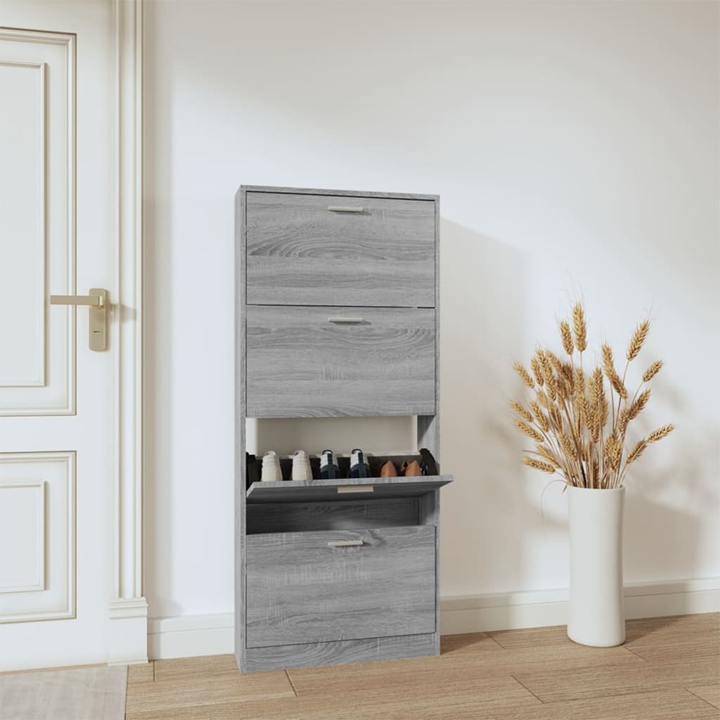 Look Wooden Shoe Cabinet With 5 Compartments