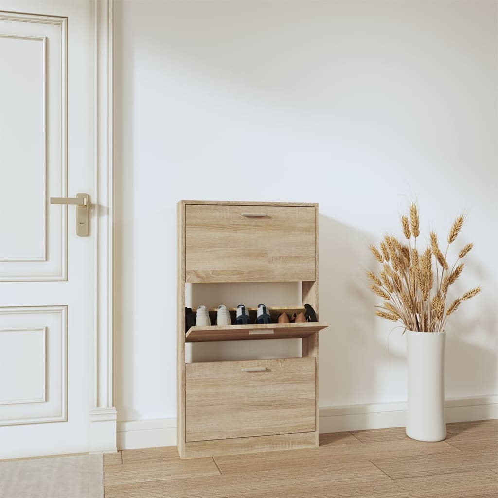 Look Wooden Shoe Cabinet With 5 Compartments