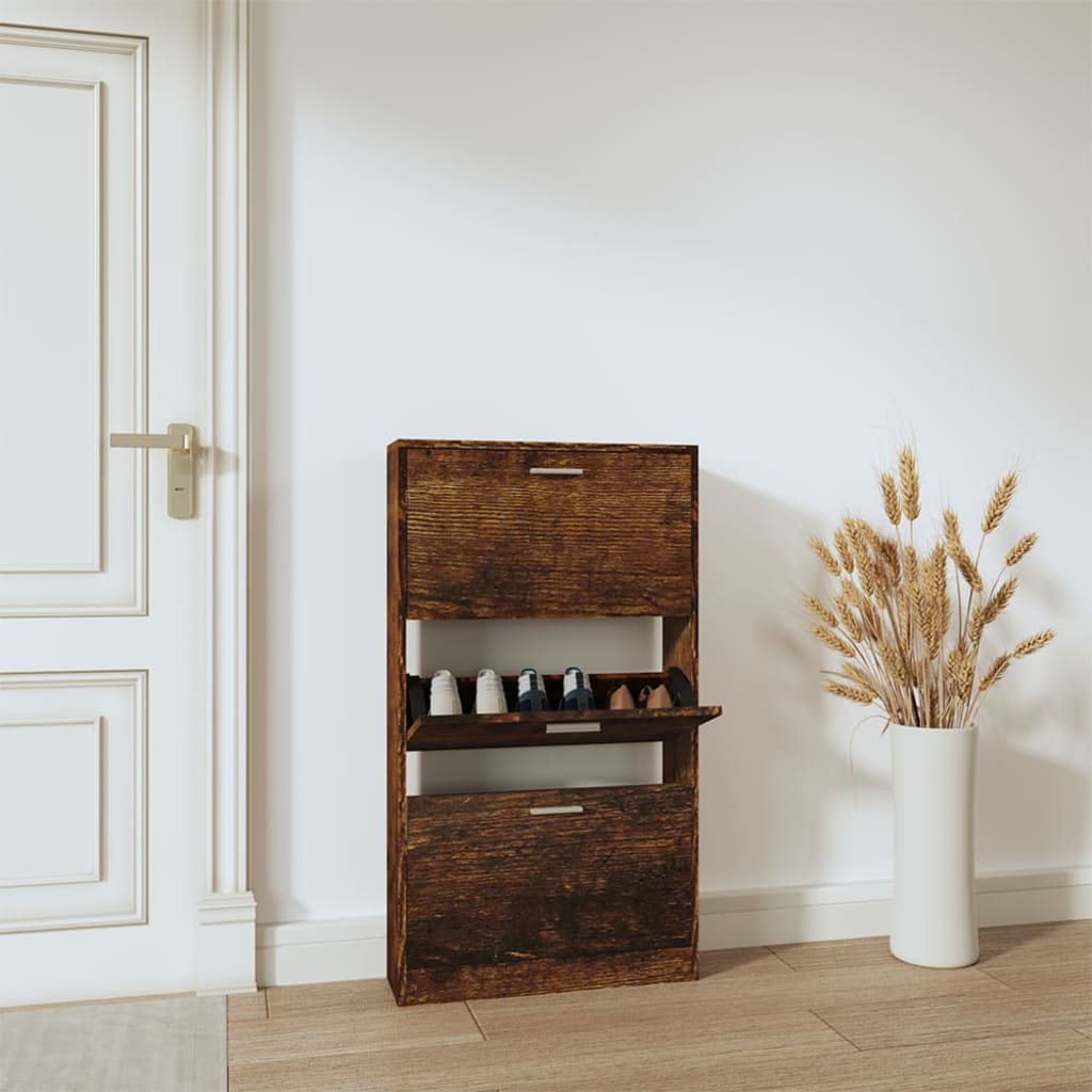 Look Wooden Shoe Cabinet With 5 Compartments
