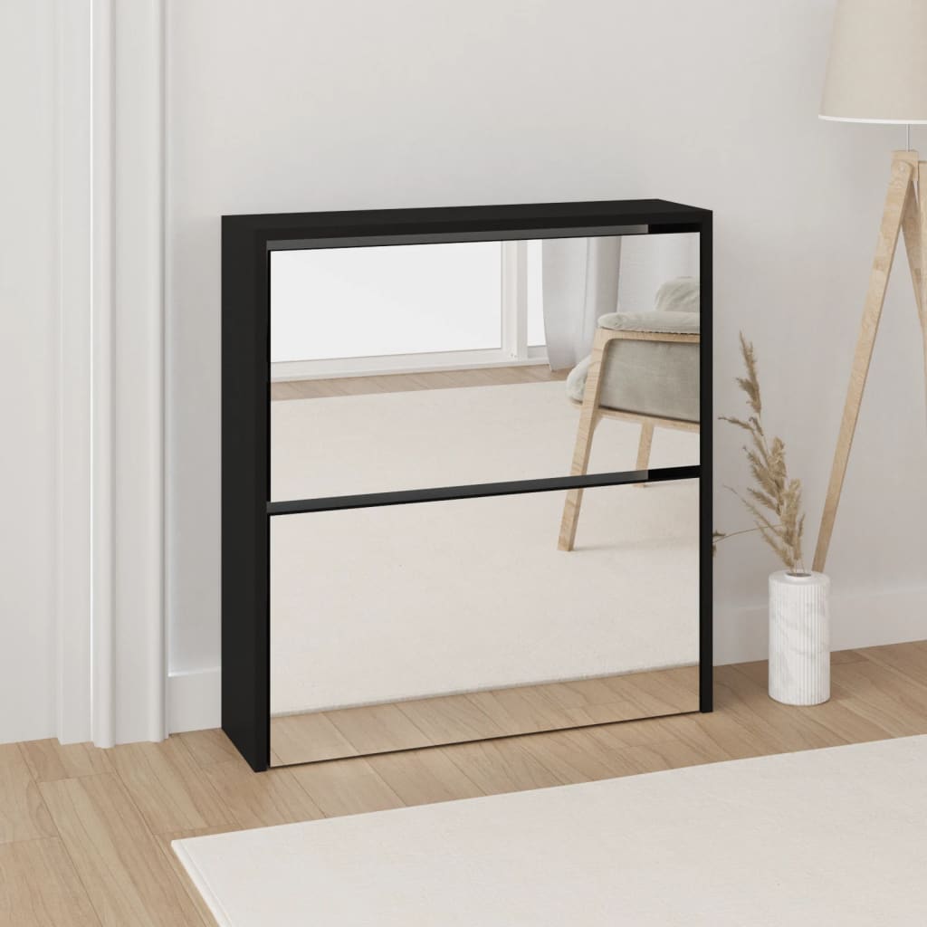Shoe Cabinet With Mirror 2-Layer 63X17X