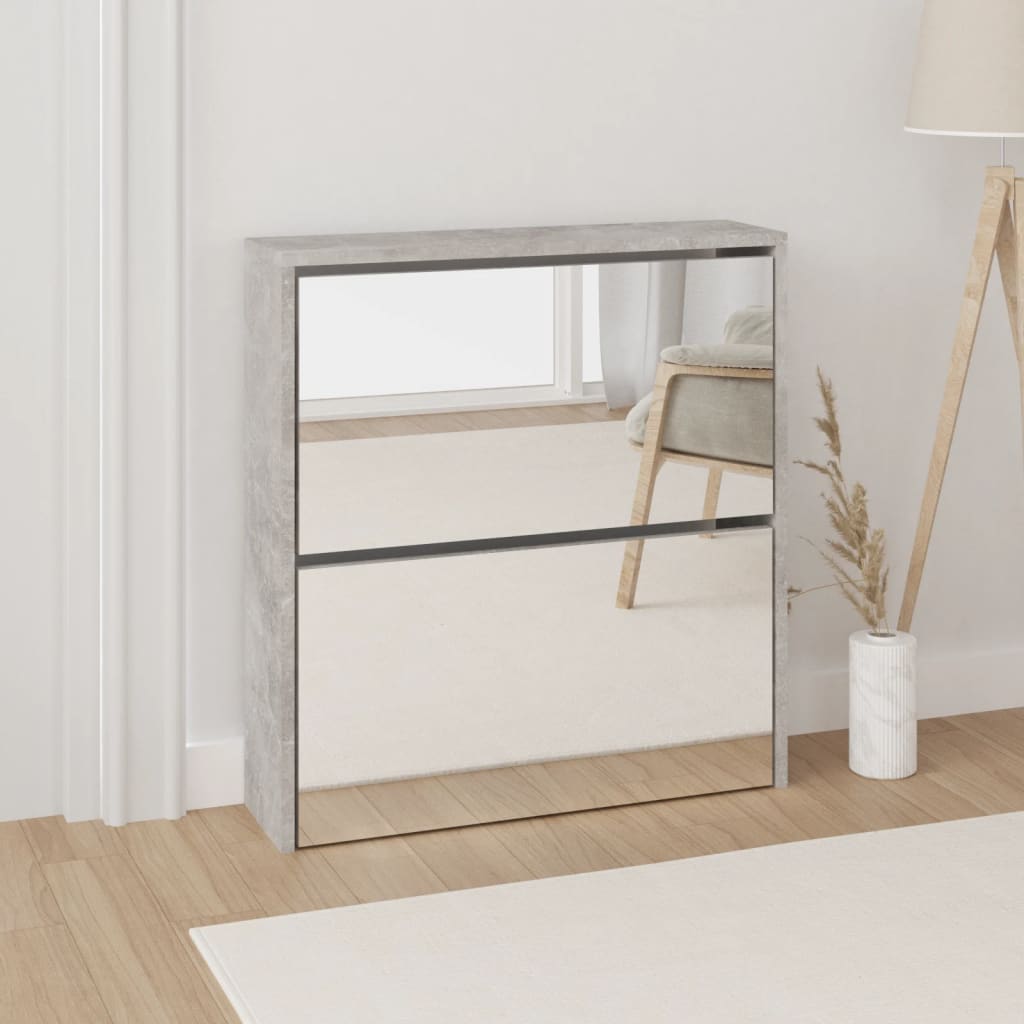 Shoe Cabinet With Mirror 2-Layer 63X17X