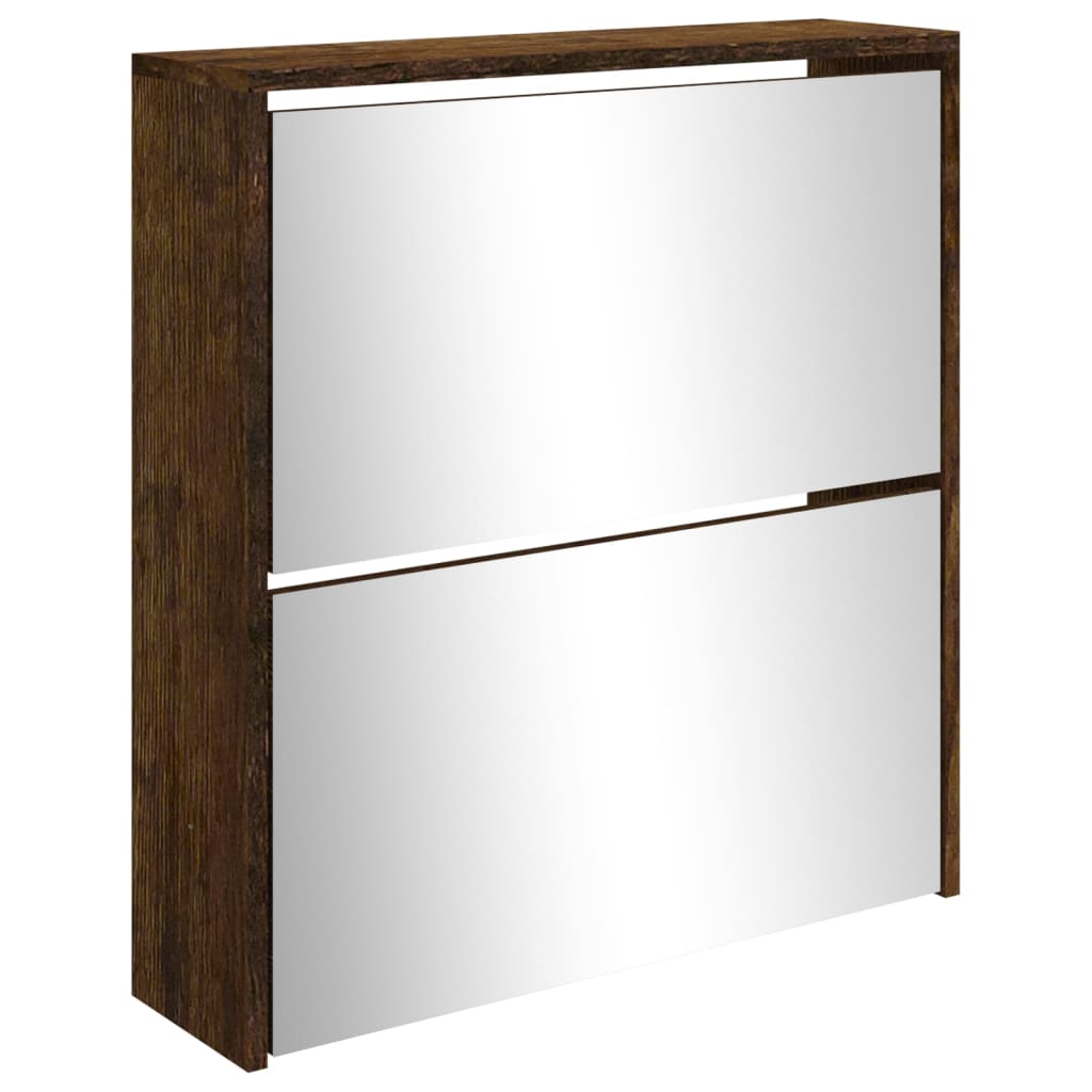 Shoe Cabinet With Mirror 2-Layer 63X17X