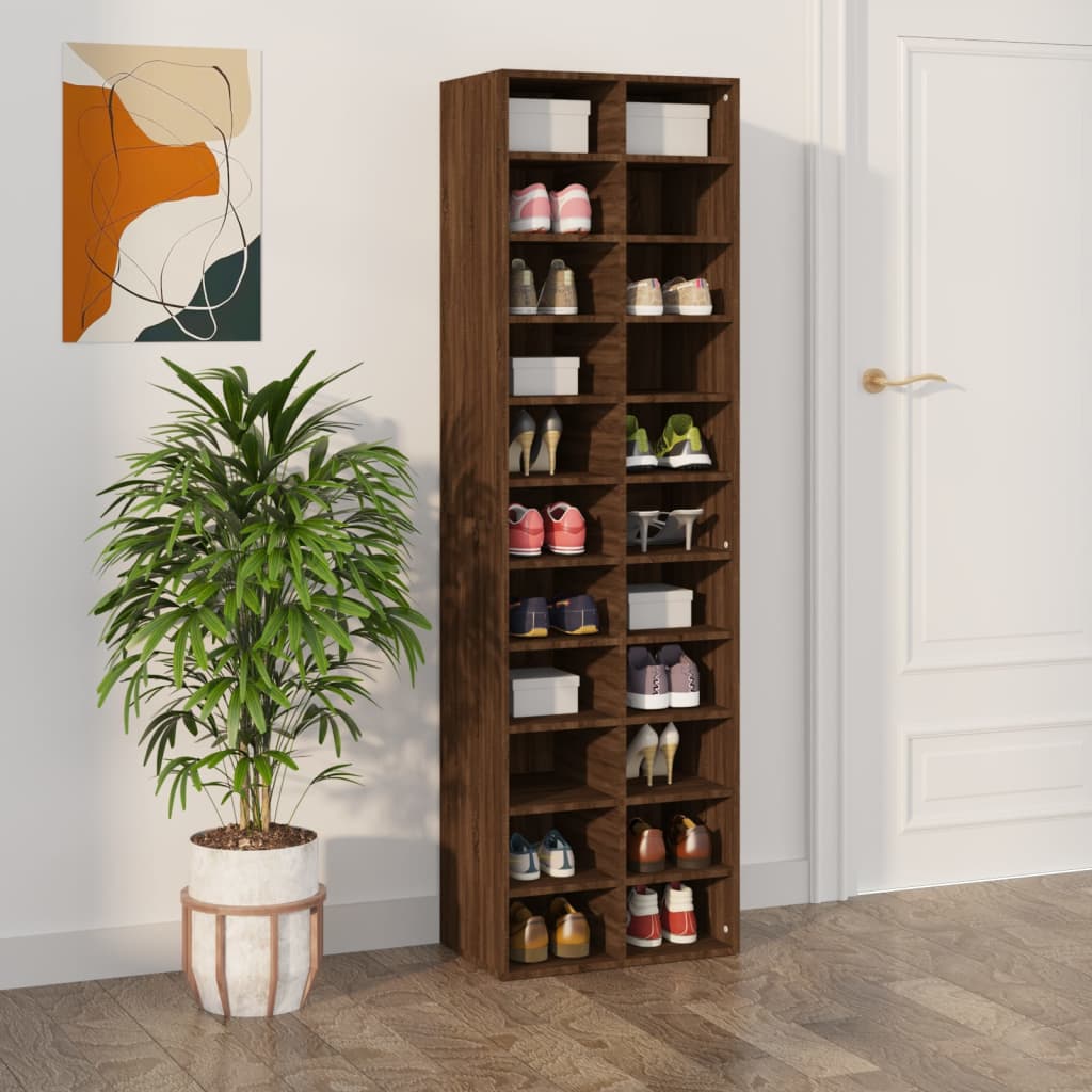 Shoe Cabinet 54X34X183 Cm Engineered Wood