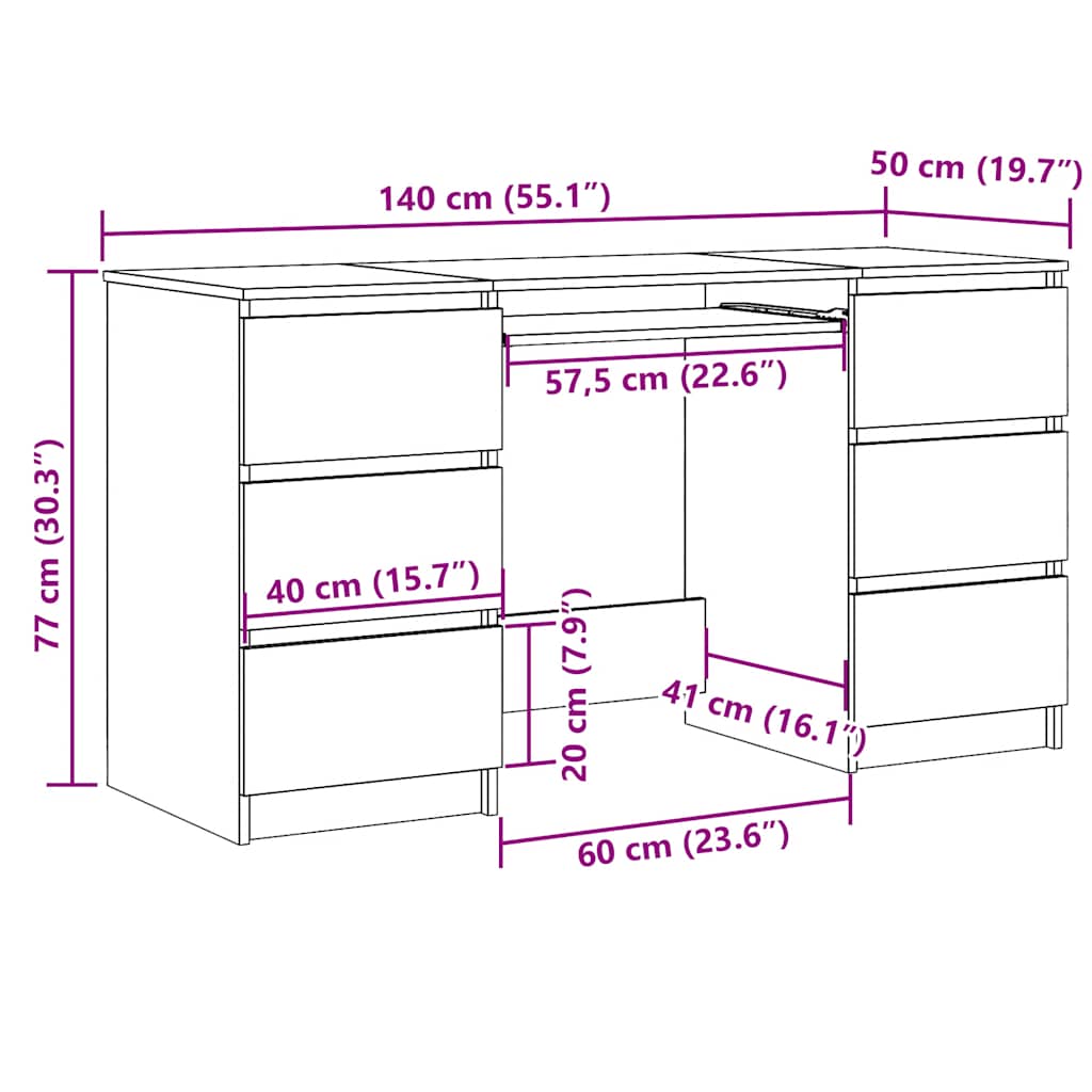 Writing Desk 140X50X77 Cm Engineered Wood