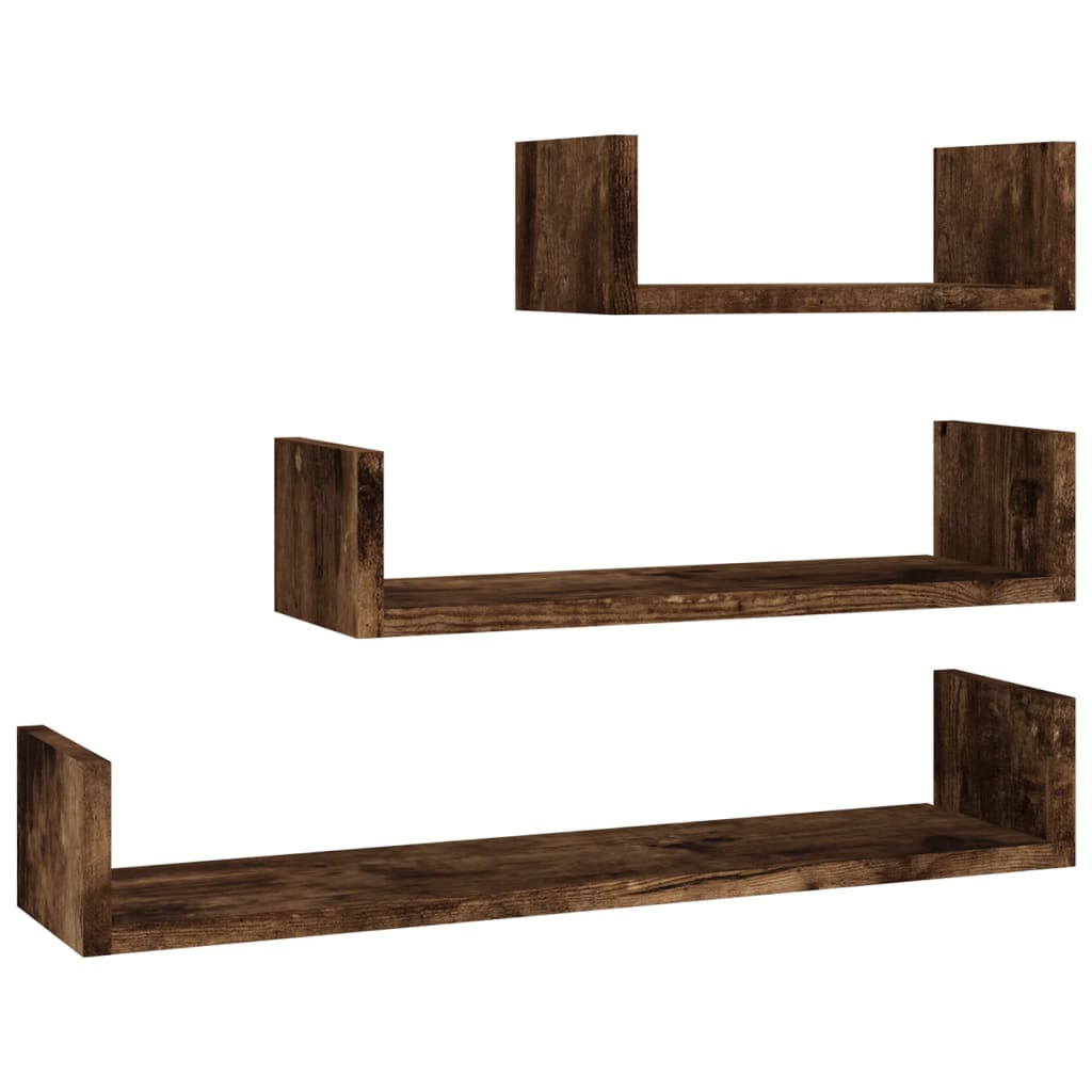 Wall Display Shelves 3 Pcs Engineered Wood