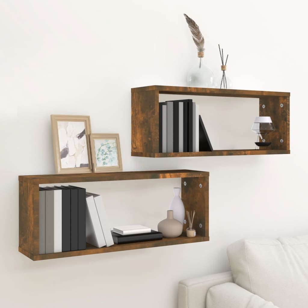 Wall Cube Shelves 2 Pcs 60X15X23 Cm Engineered Wood