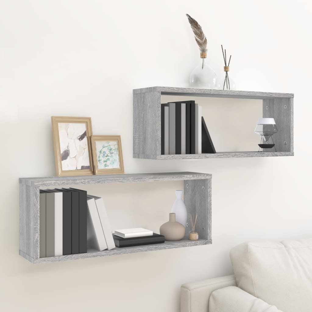 Wall Cube Shelves 2 Pcs 60X15X23 Cm Engineered Wood