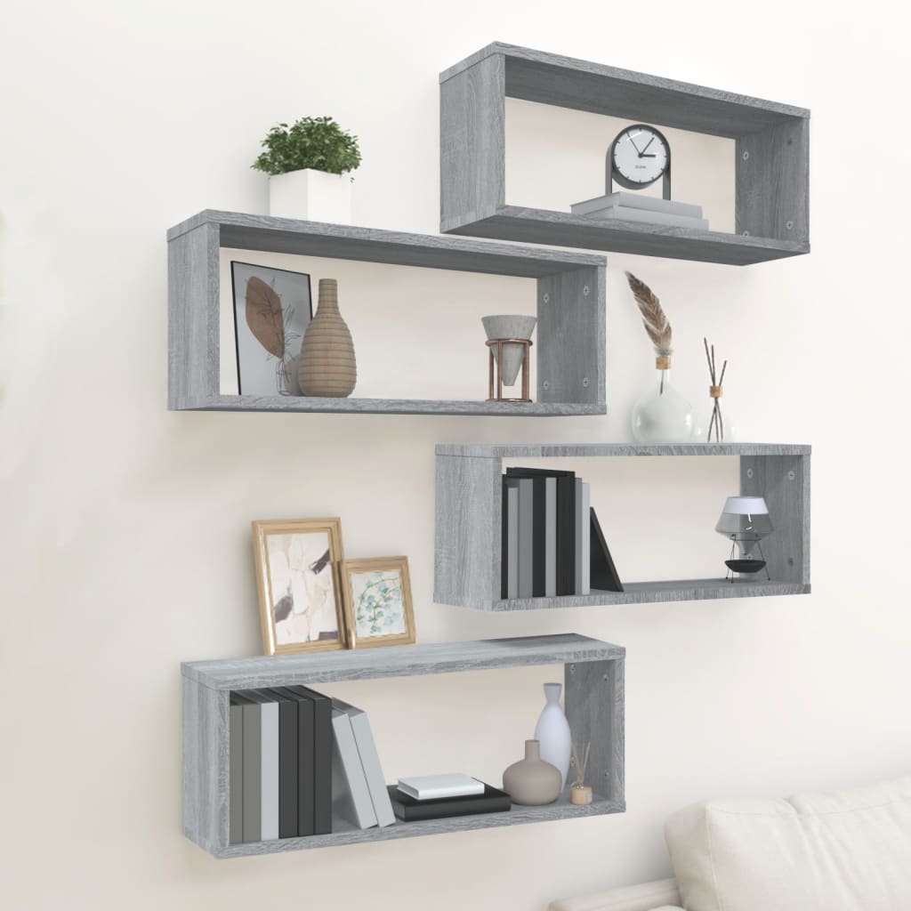 Wall Cube Shelves 2 Pcs 60X15X23 Cm Engineered Wood