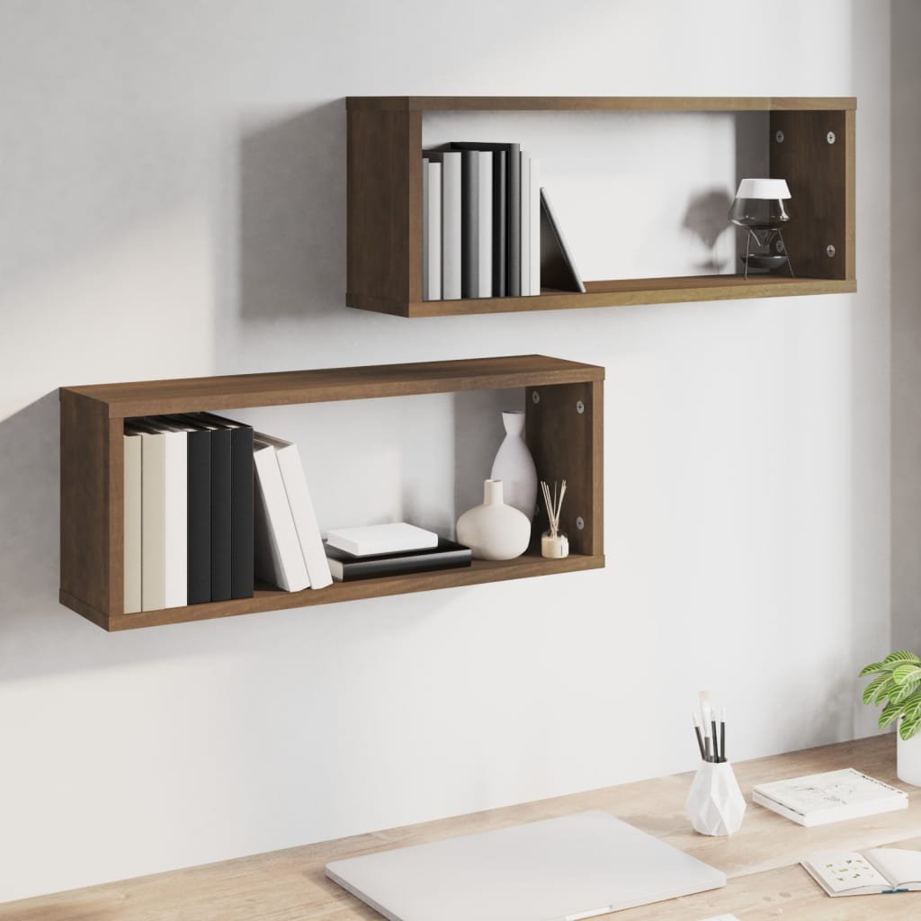 Wall Cube Shelves 2 Pcs 60X15X23 Cm Engineered Wood