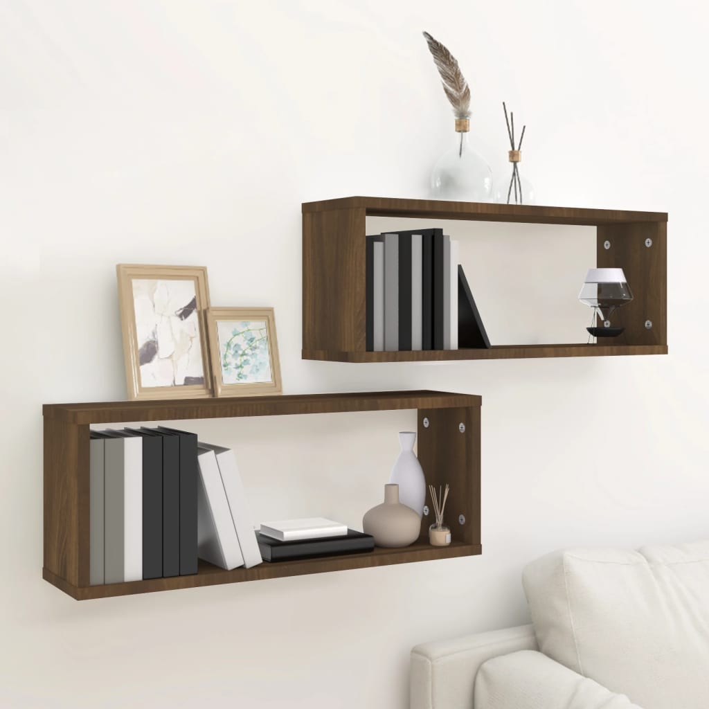 Wall Cube Shelves 2 Pcs 60X15X23 Cm Engineered Wood