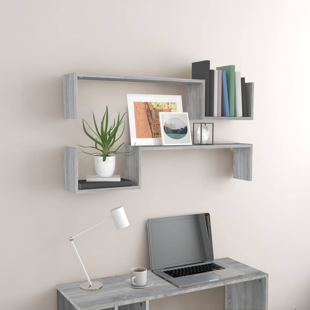 Wall Shelf 2 Pcs 100X15X20 Cm Engineered Wood