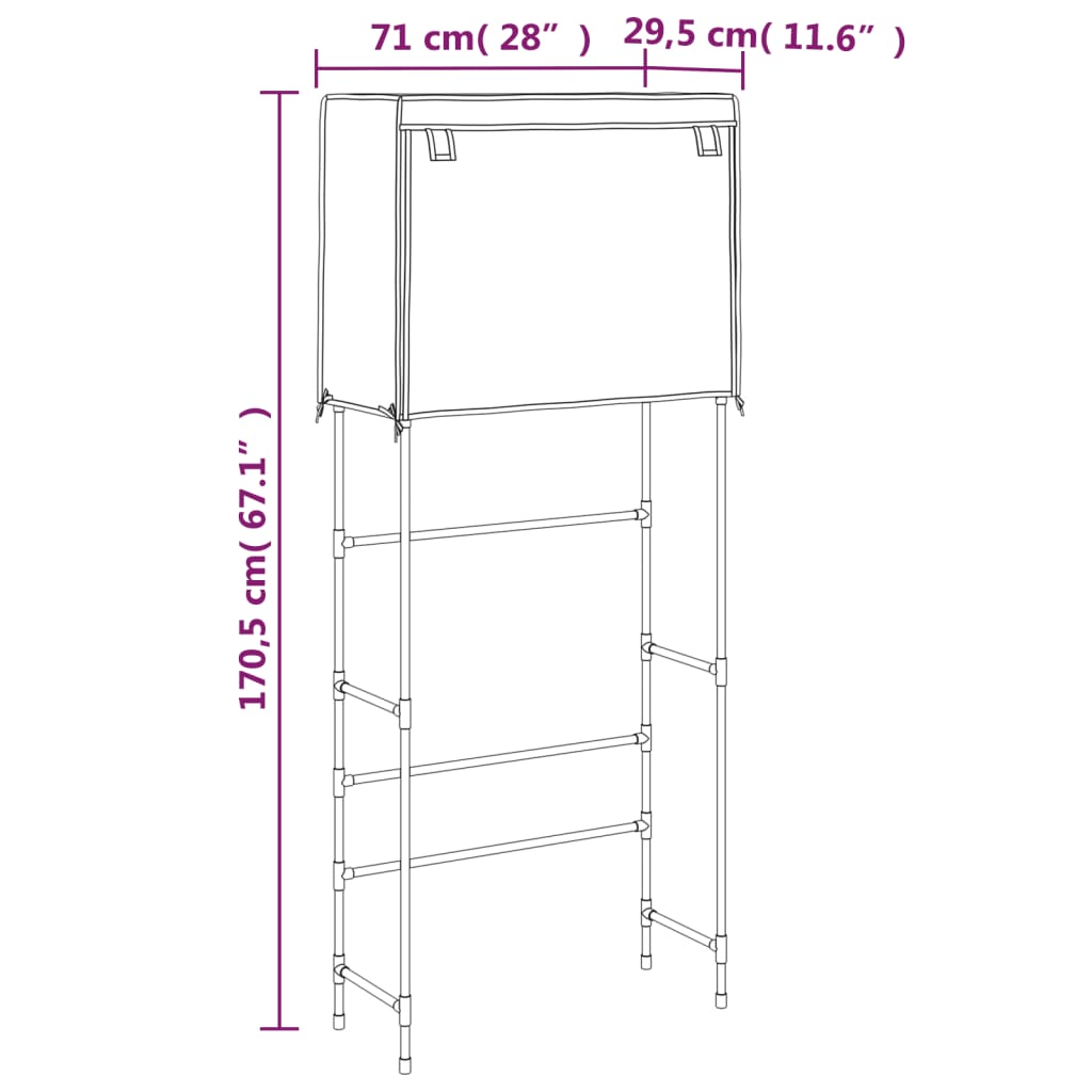 2-Tier Storage Rack Over Laundry Machine 71X29.5X170.5 Cm Iron
