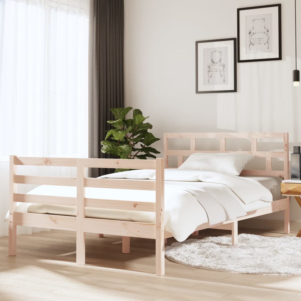 Bed Frame Without Mattress Double Solid Wood