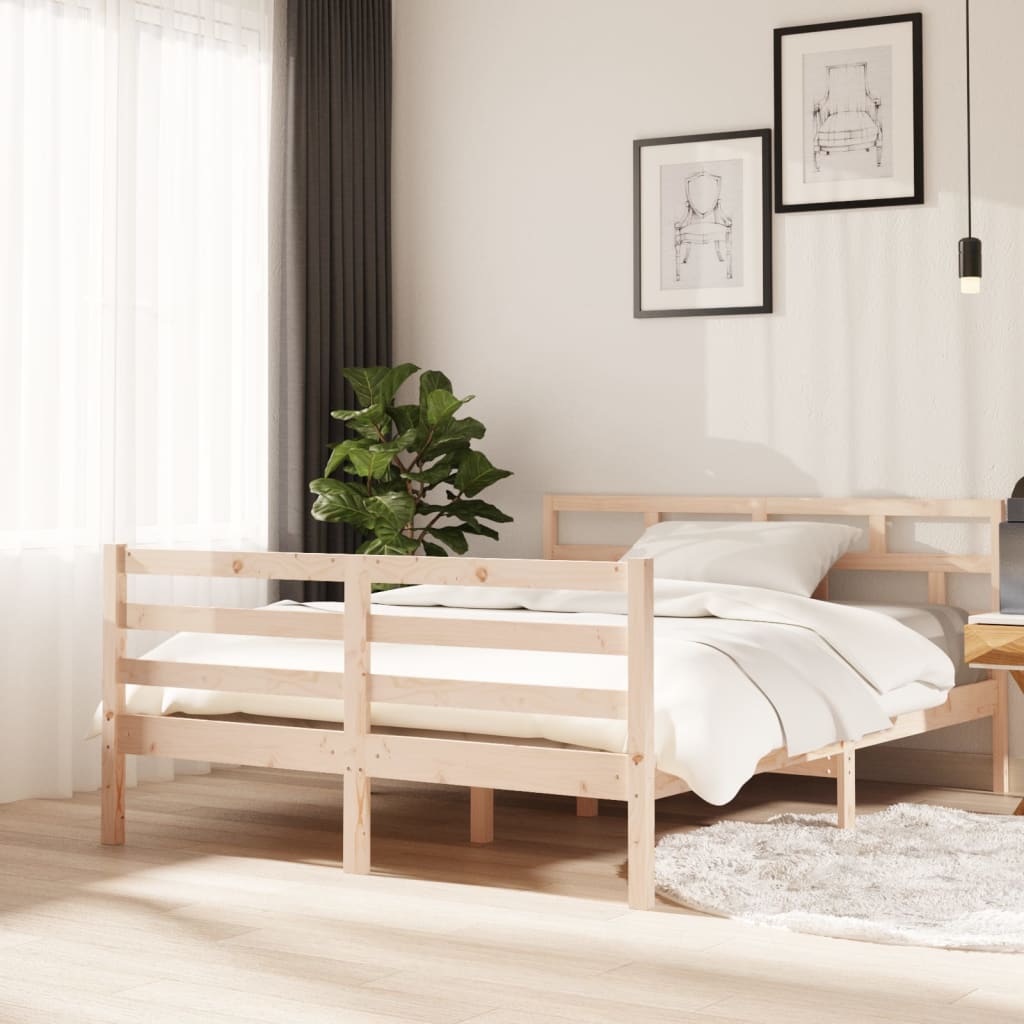 Bed Frame Without Mattress Double Solid Wood