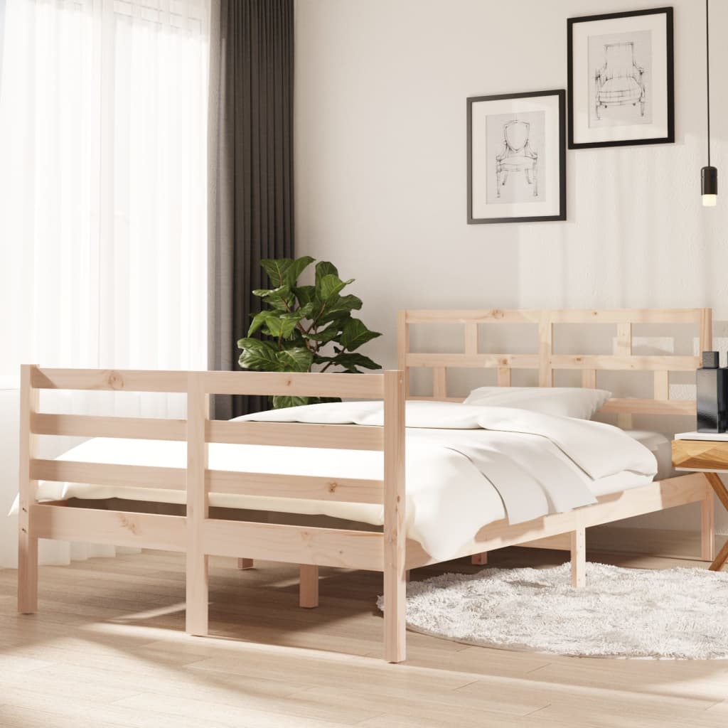 Bed Frame Without Mattress Double Solid Wood