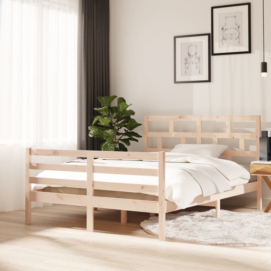 Bed Frame Without Mattress Double Solid Wood