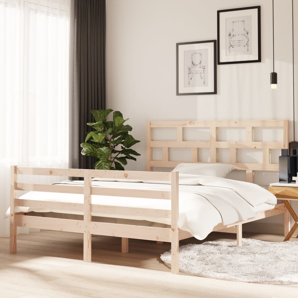 Bed Frame Without Mattress Double Solid Wood
