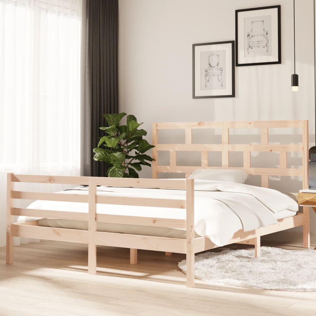 Bed Frame Without Mattress Double Solid Wood