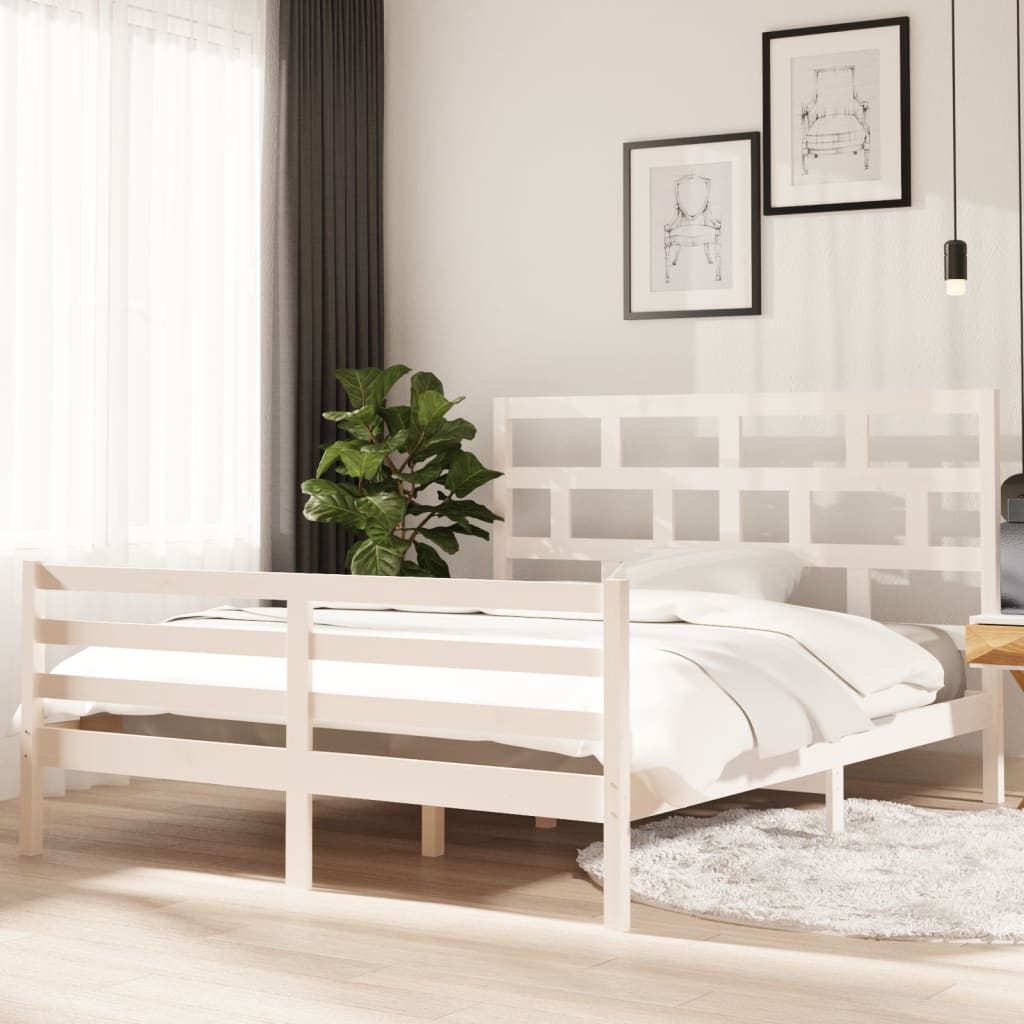 Bed Frame Without Mattress Double Solid Wood