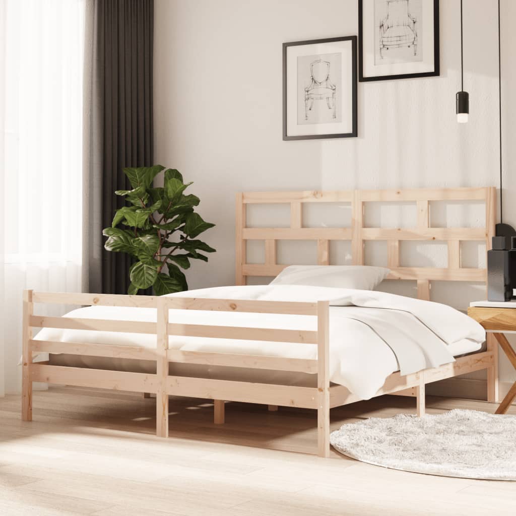 Bed Frame Without Mattress Double Solid Wood