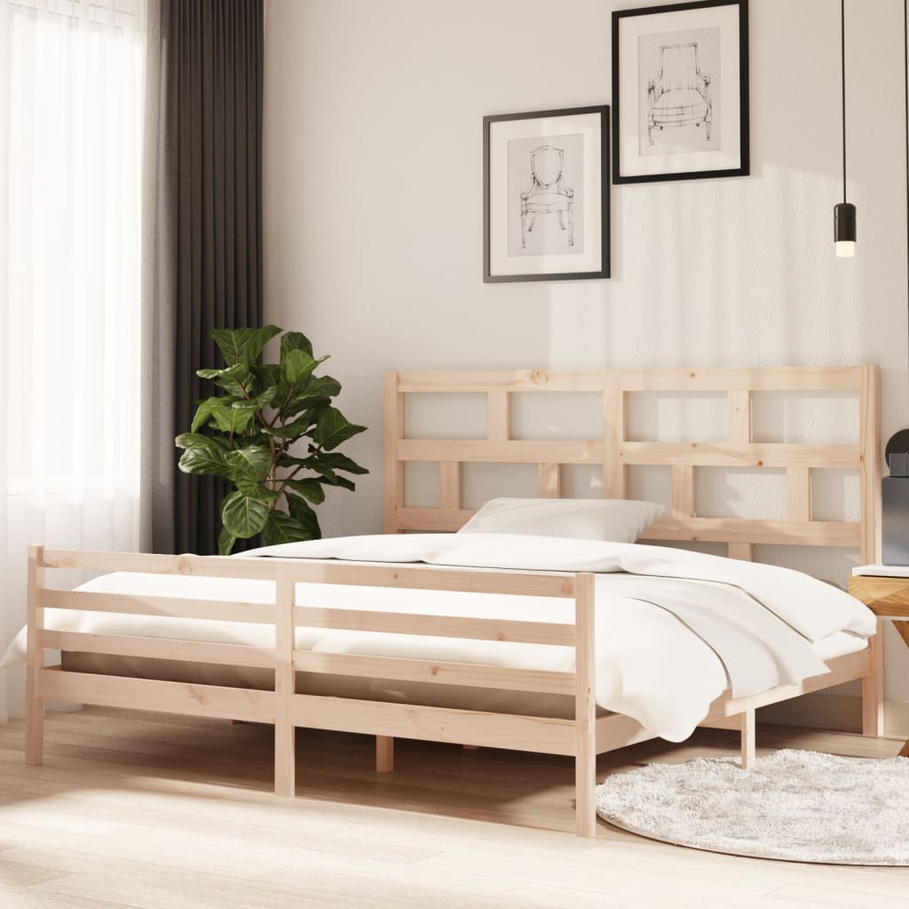 Bed Frame Without Mattress Double Solid Wood