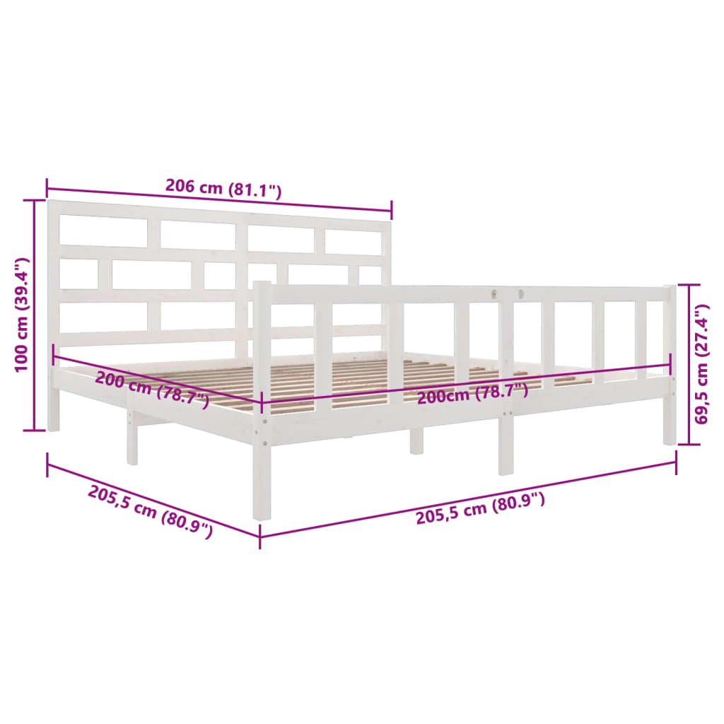 3101369 Bed Frame Without Mattress Solid Wood (810103+814215)
