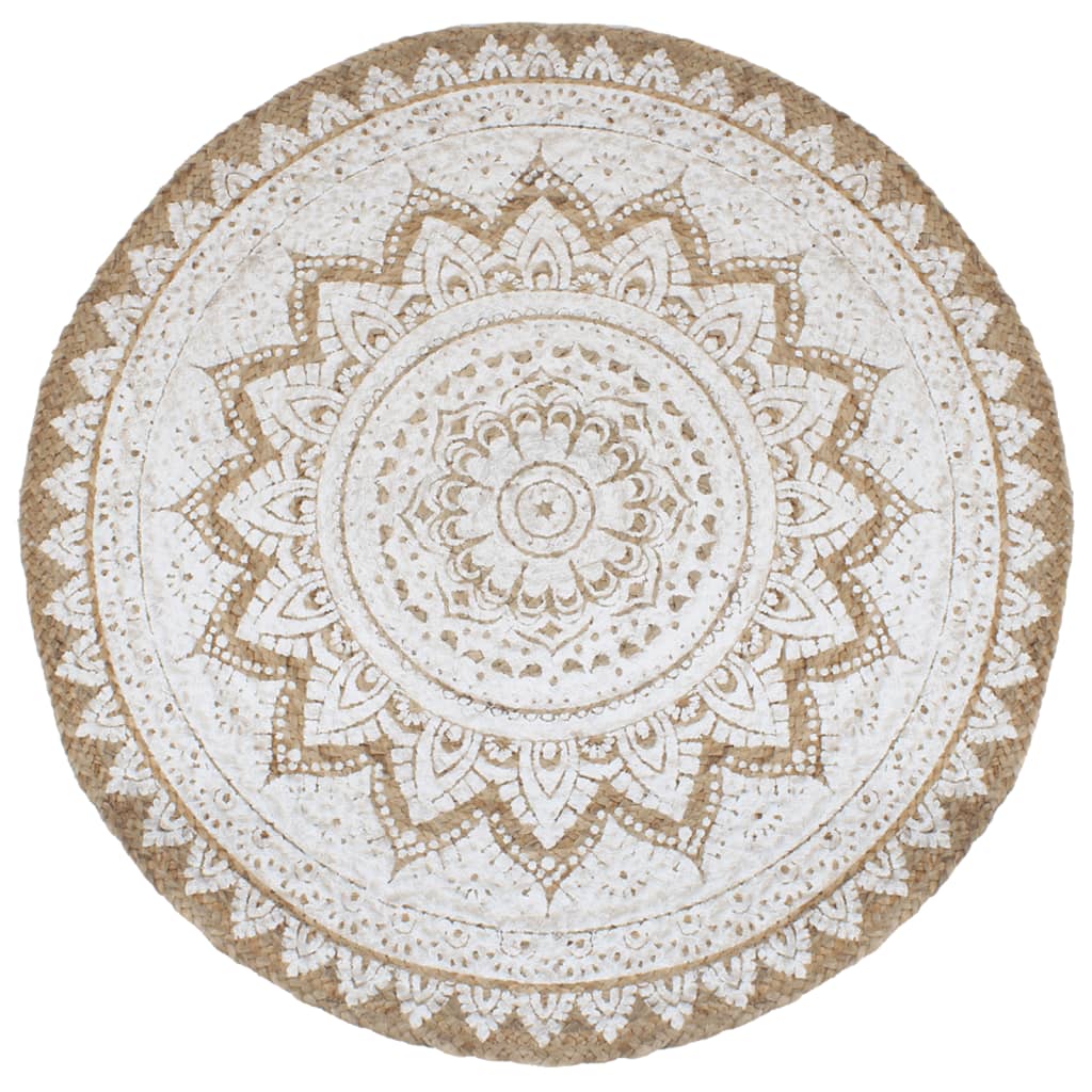 Area Rug Braided Jute Printed Round