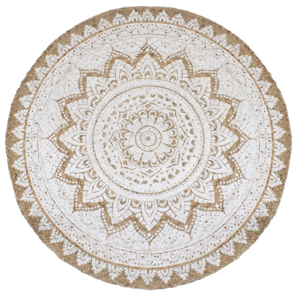 Area Rug Braided Jute Printed Round