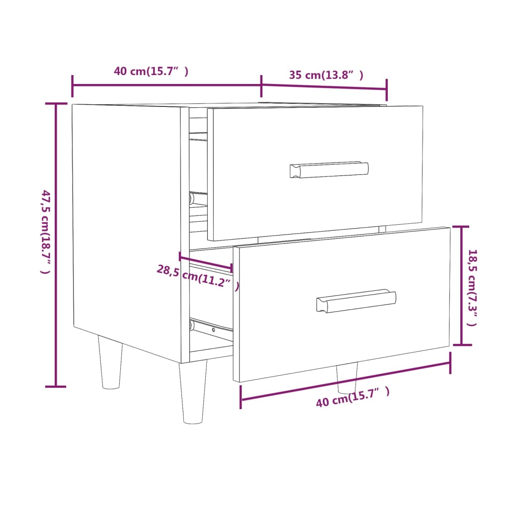 Bed Cabinet 40X35X47.5 Cm