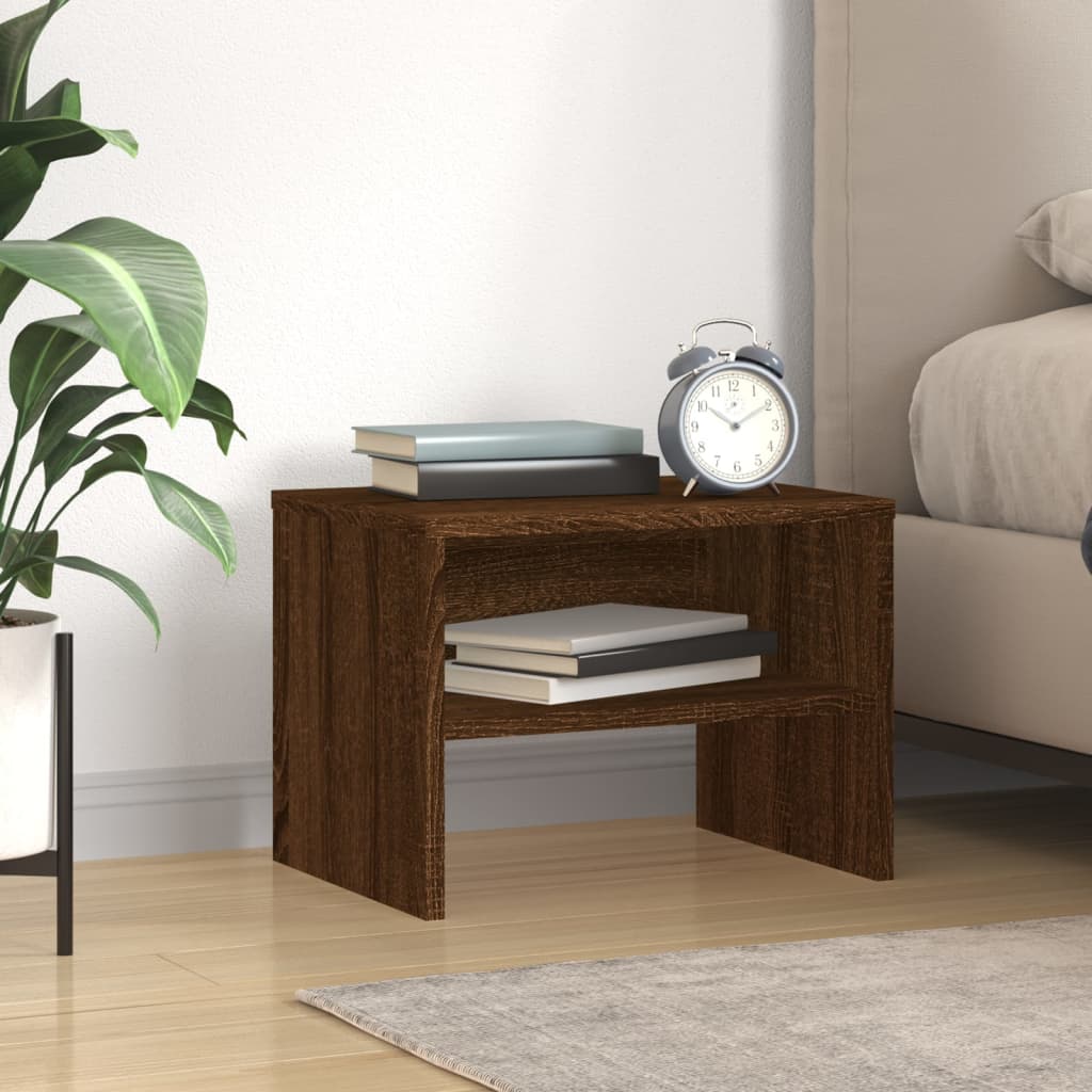 Bedside Cabinet White And Sonoma Oak 40X30X30 Cm Engineered Wood