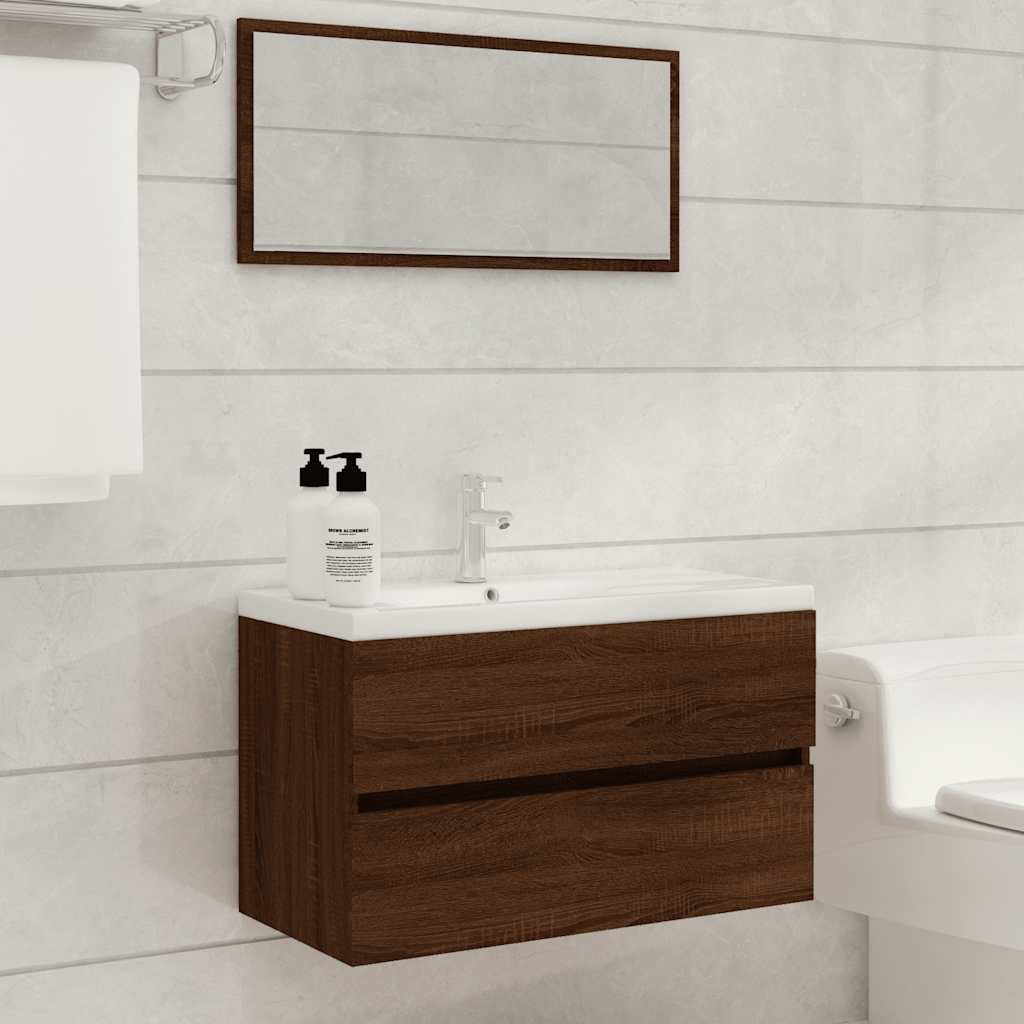 2 Piece Bathroom Furniture Set Engineered Wood